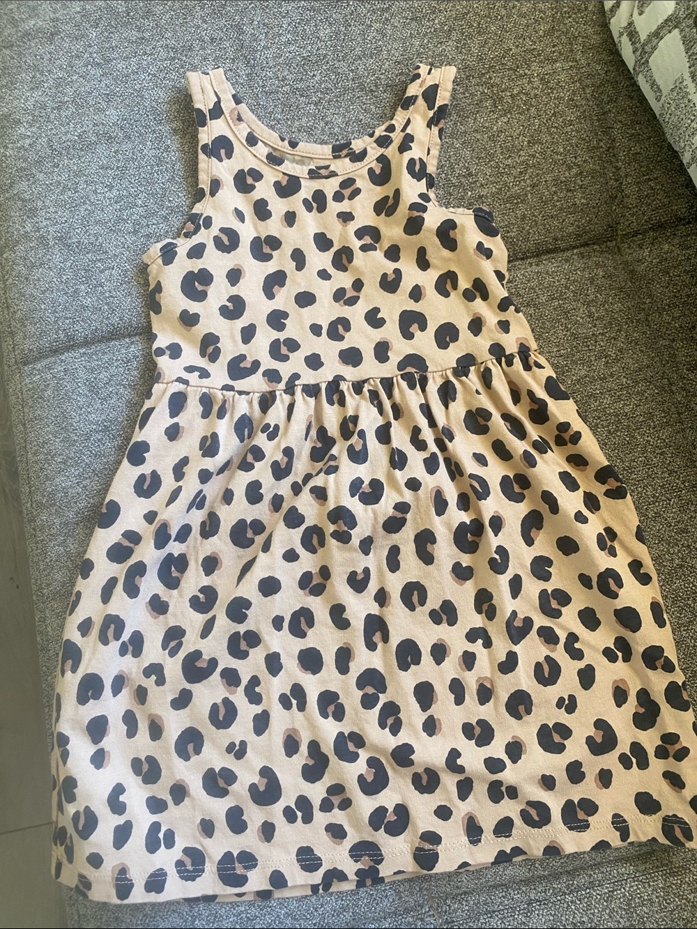 Kids Girls Leopard Print Tank Dress - Beige